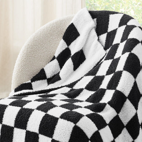 Bedsure throw blanket front view showing checkered pattern and comfort