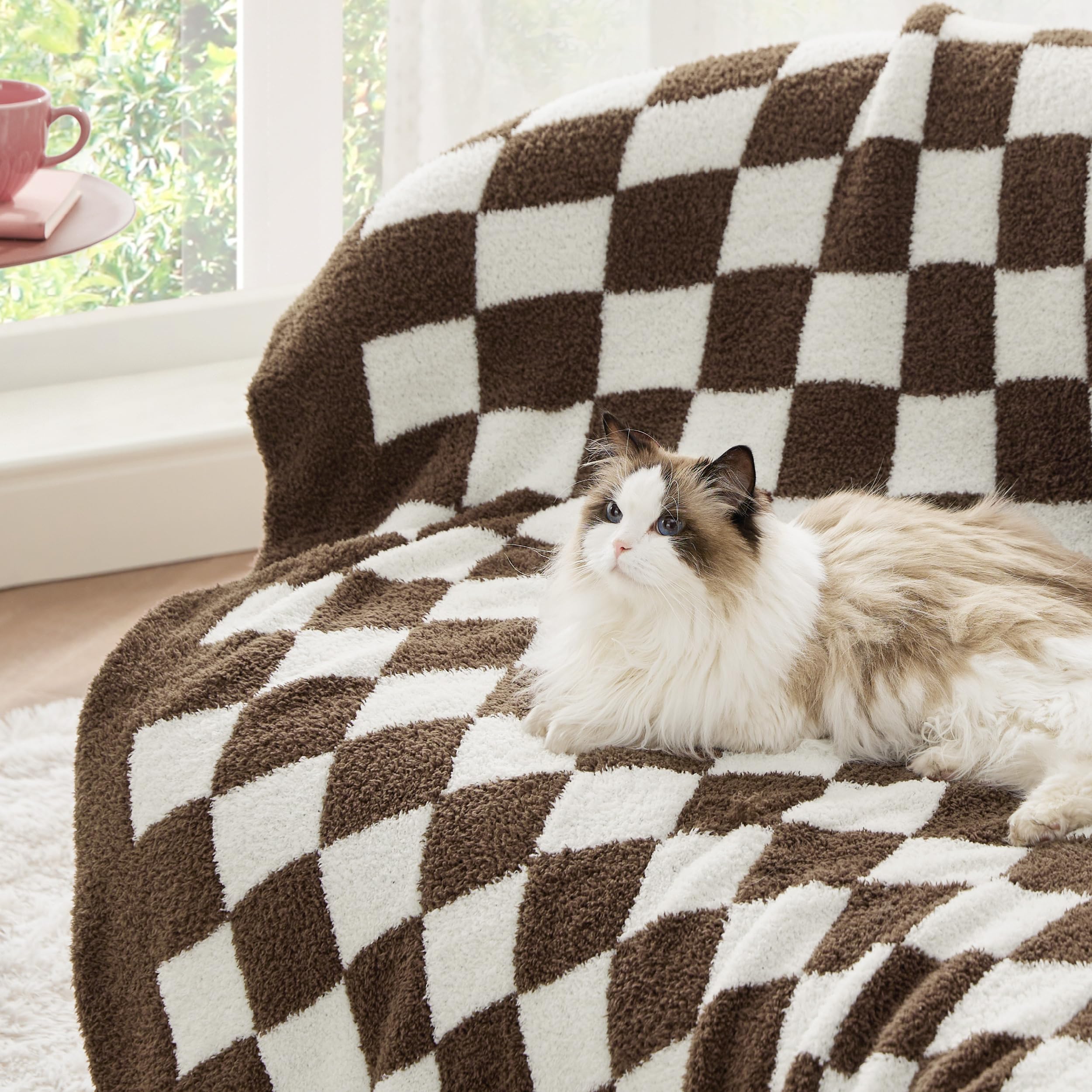 Bedsure throw draped over sofa adding warmth and stylish neutral decor
