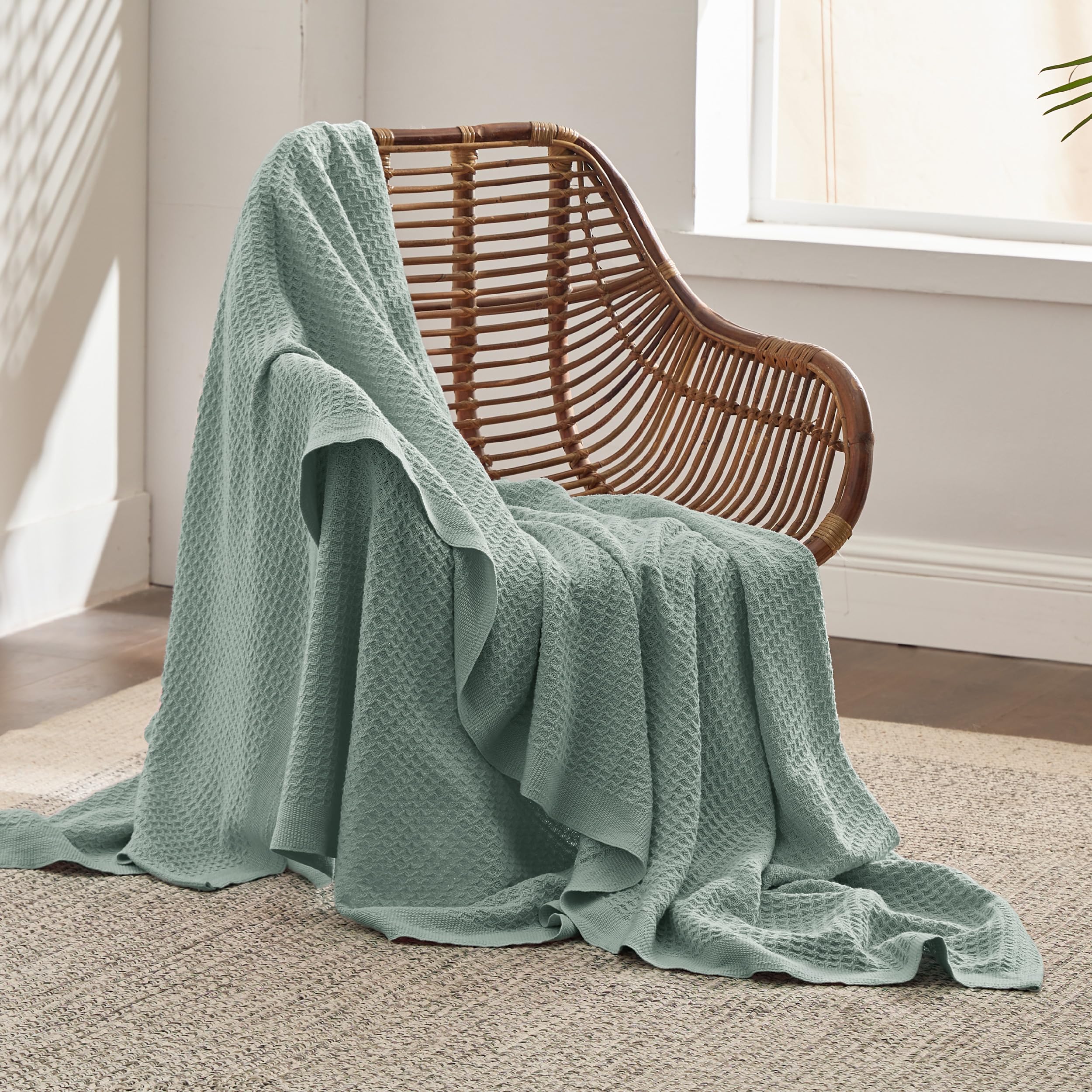Bedsure folded throw on sofa showing generous XL size and cozy decor update