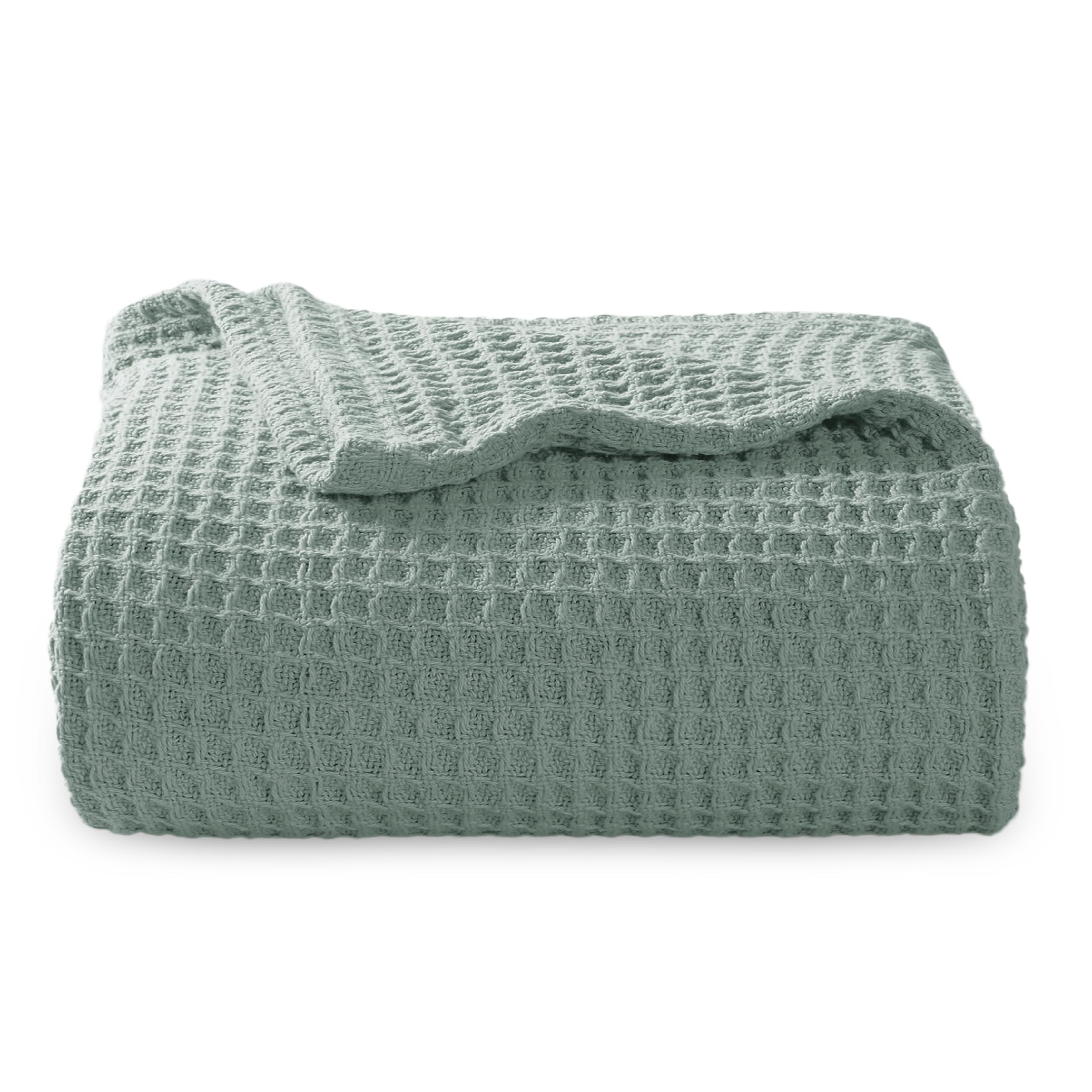 Bedsure sage green throw front view showing color and neat packaging benefit styling