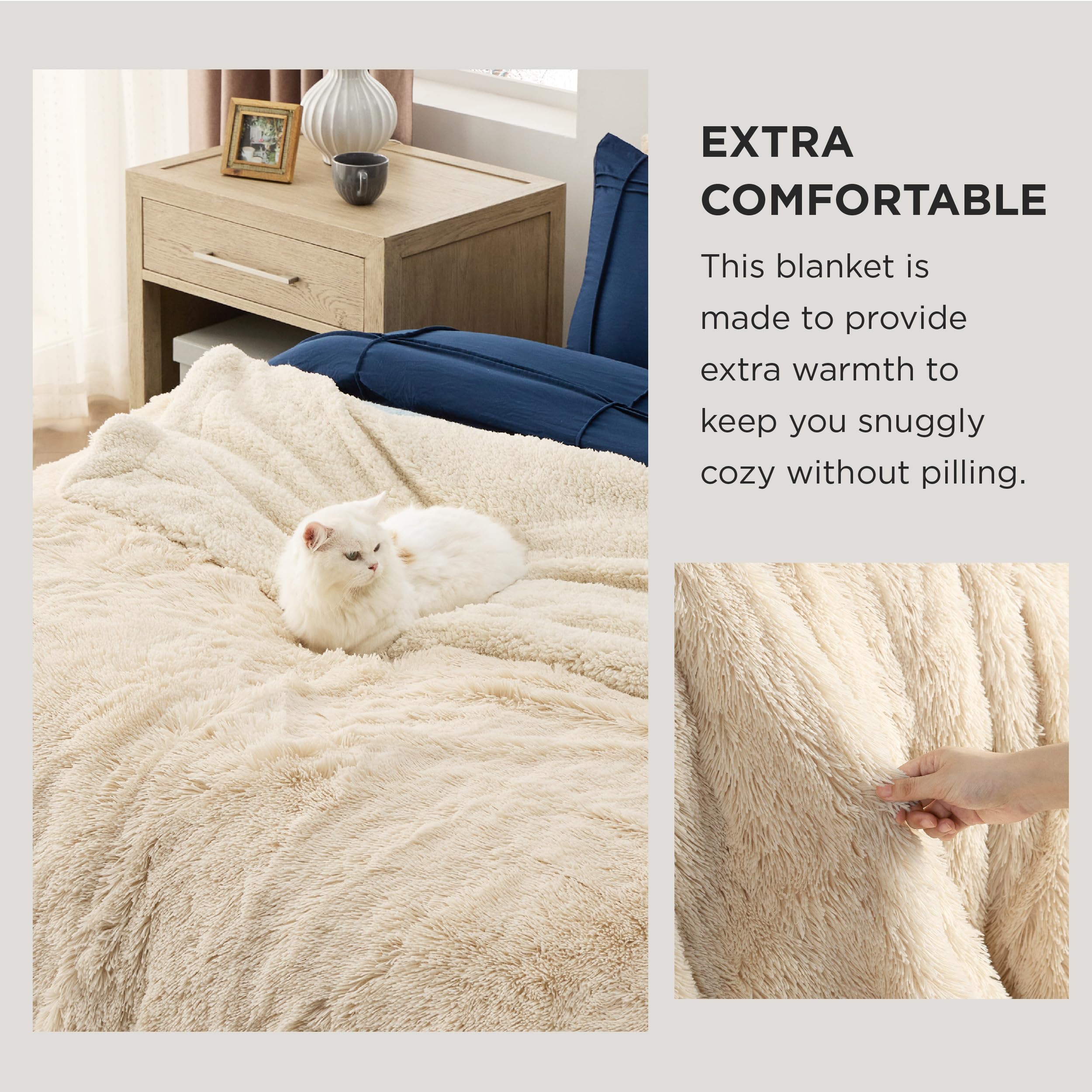 Bedsure throw texture detail with shaggy pile for luxurious comfort