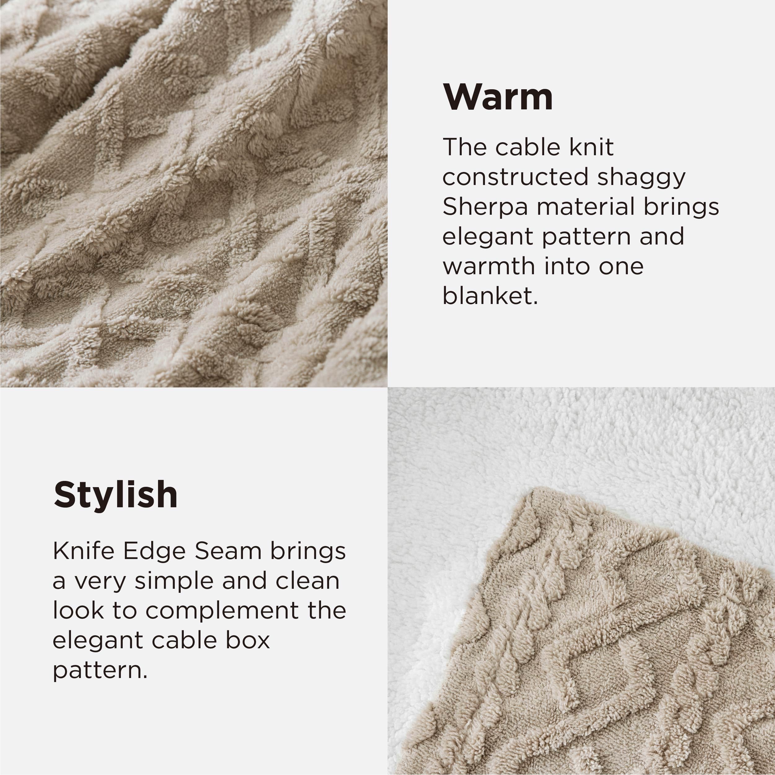 Bedsure tufted cable pattern close-up demonstrating decorative texture and style benefit