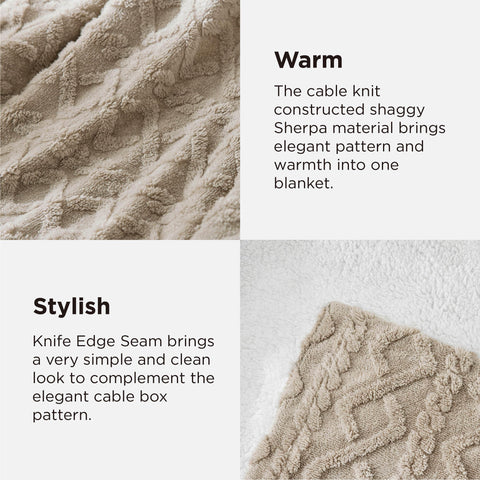 Bedsure tufted cable pattern close-up demonstrating decorative texture and style benefit