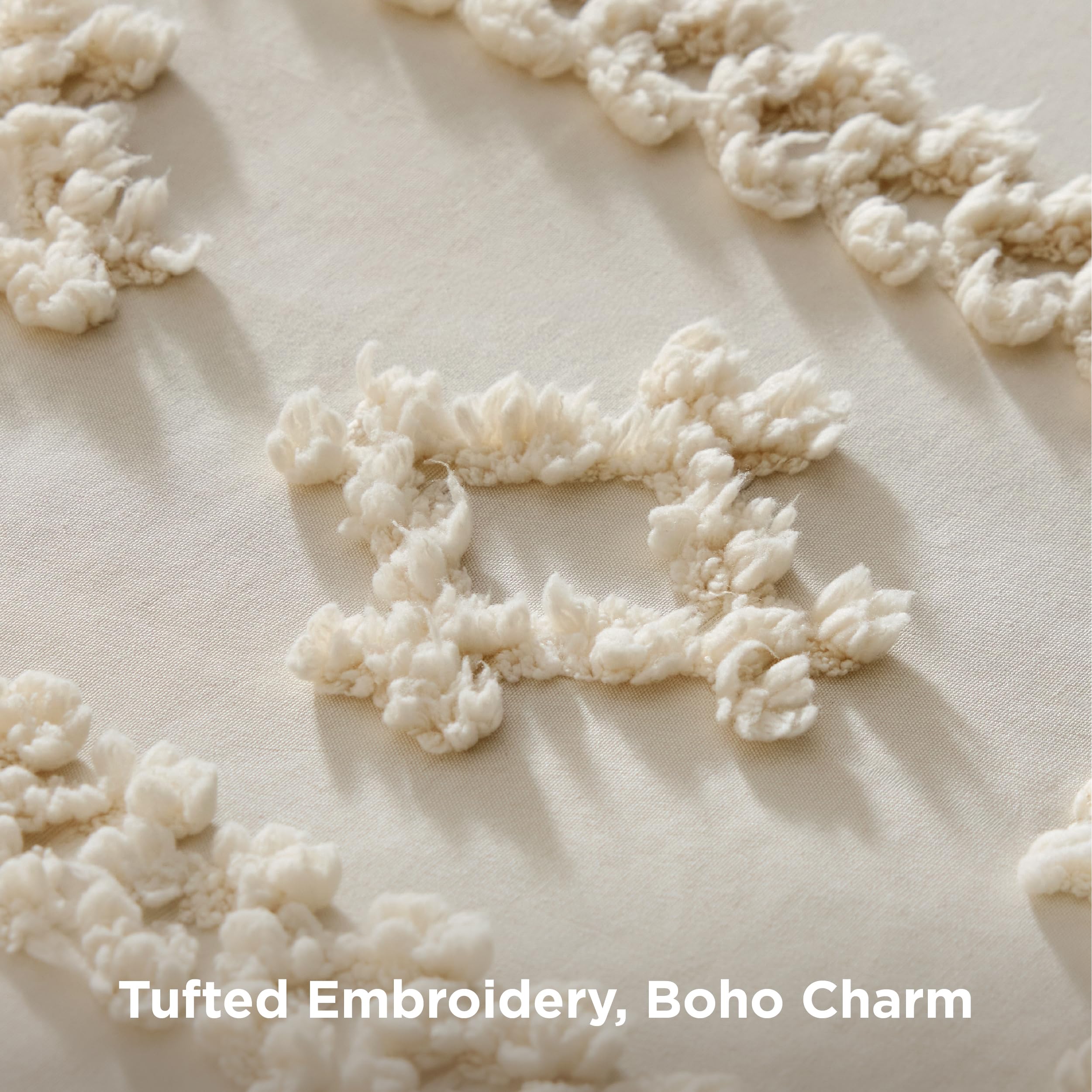 Bedsure close-up of tufted embroidery highlighting texture and refined detail