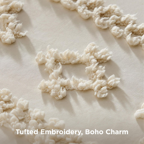 Bedsure tufted embroidery detail highlighting 3D texture and visual depth