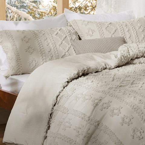 Bedsure comforter beside a ruler for size comparison and generous drop