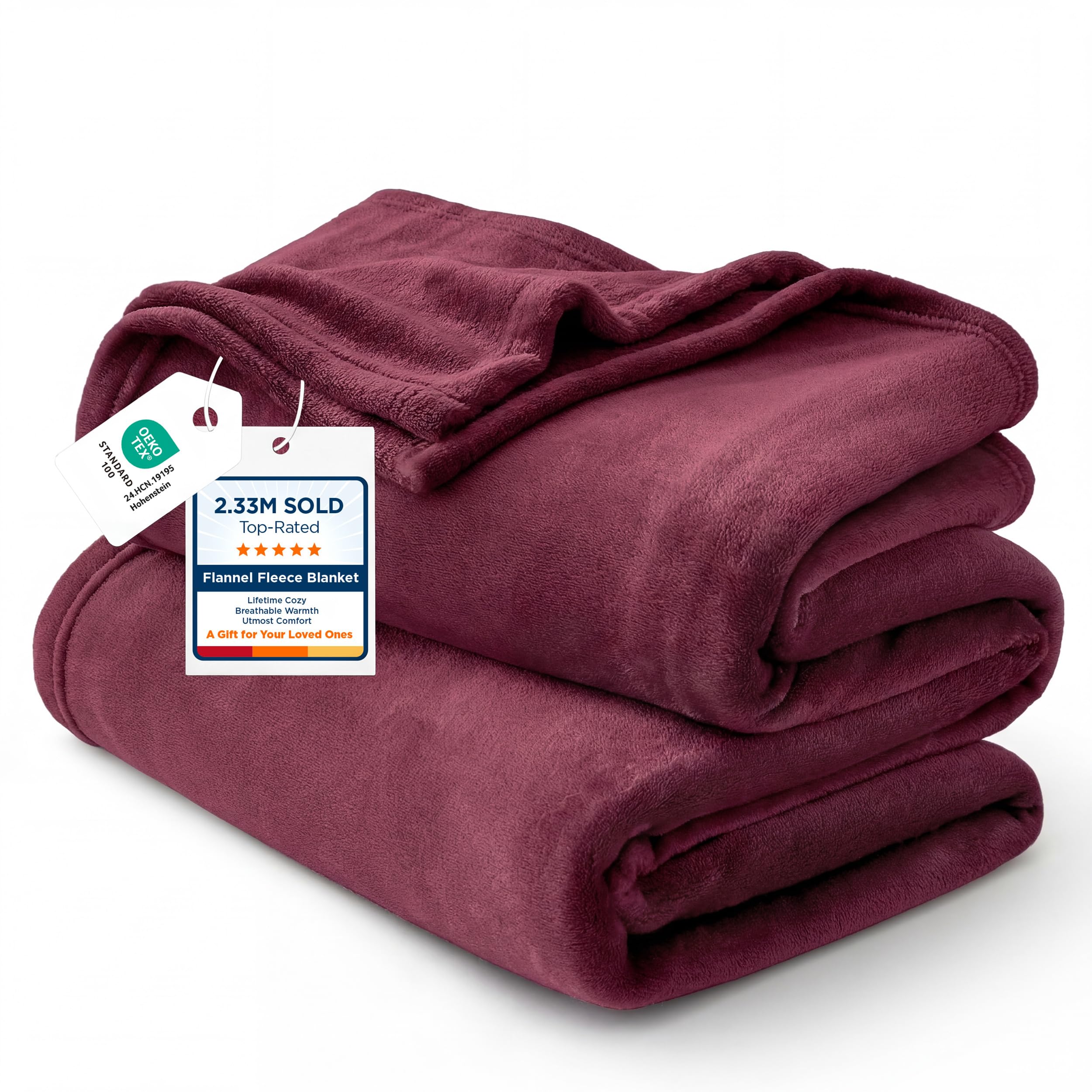 Bedsure twin red front view showing full blanket and crisp color for cozy styling