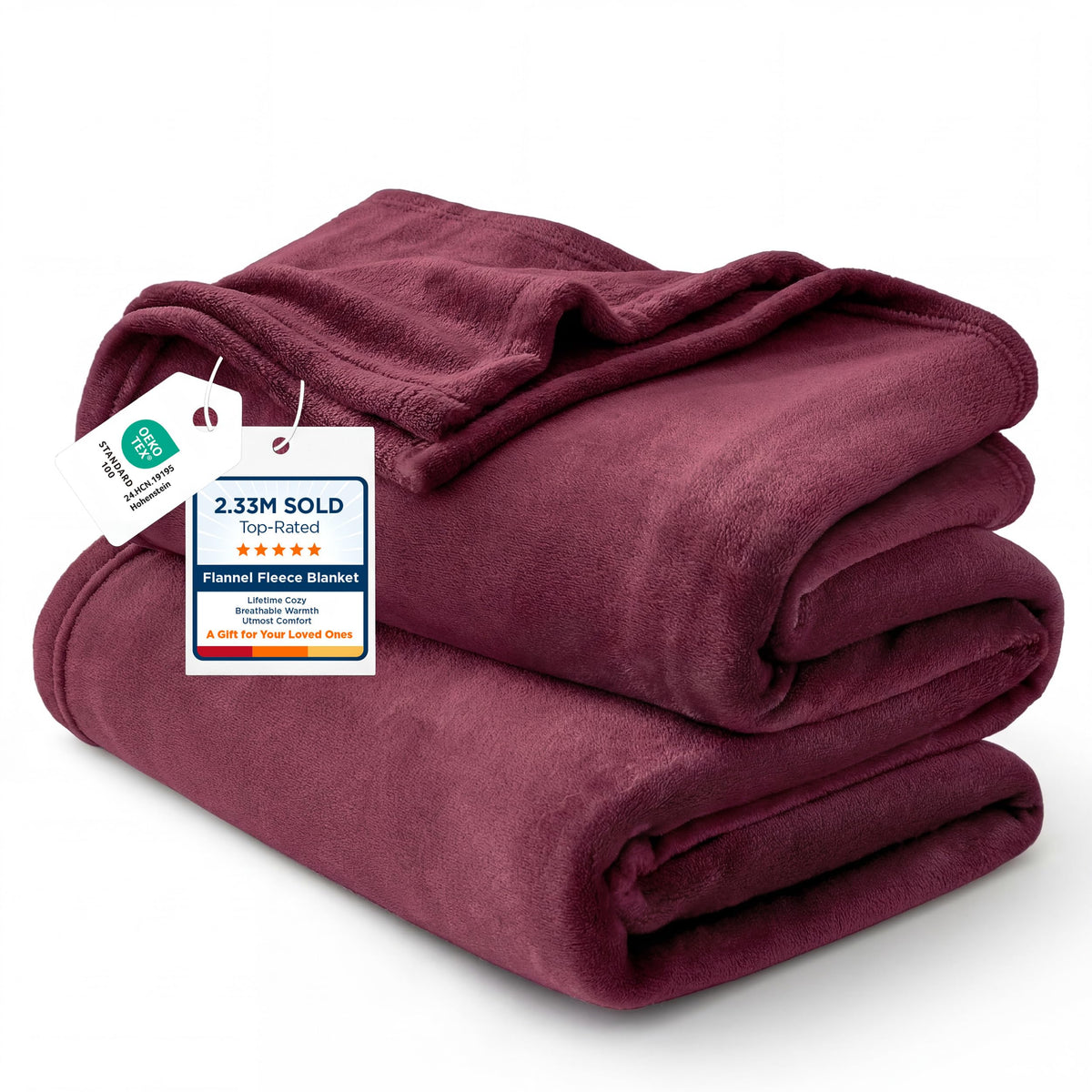 Bedsure twin red front view showing full blanket and crisp color for cozy styling