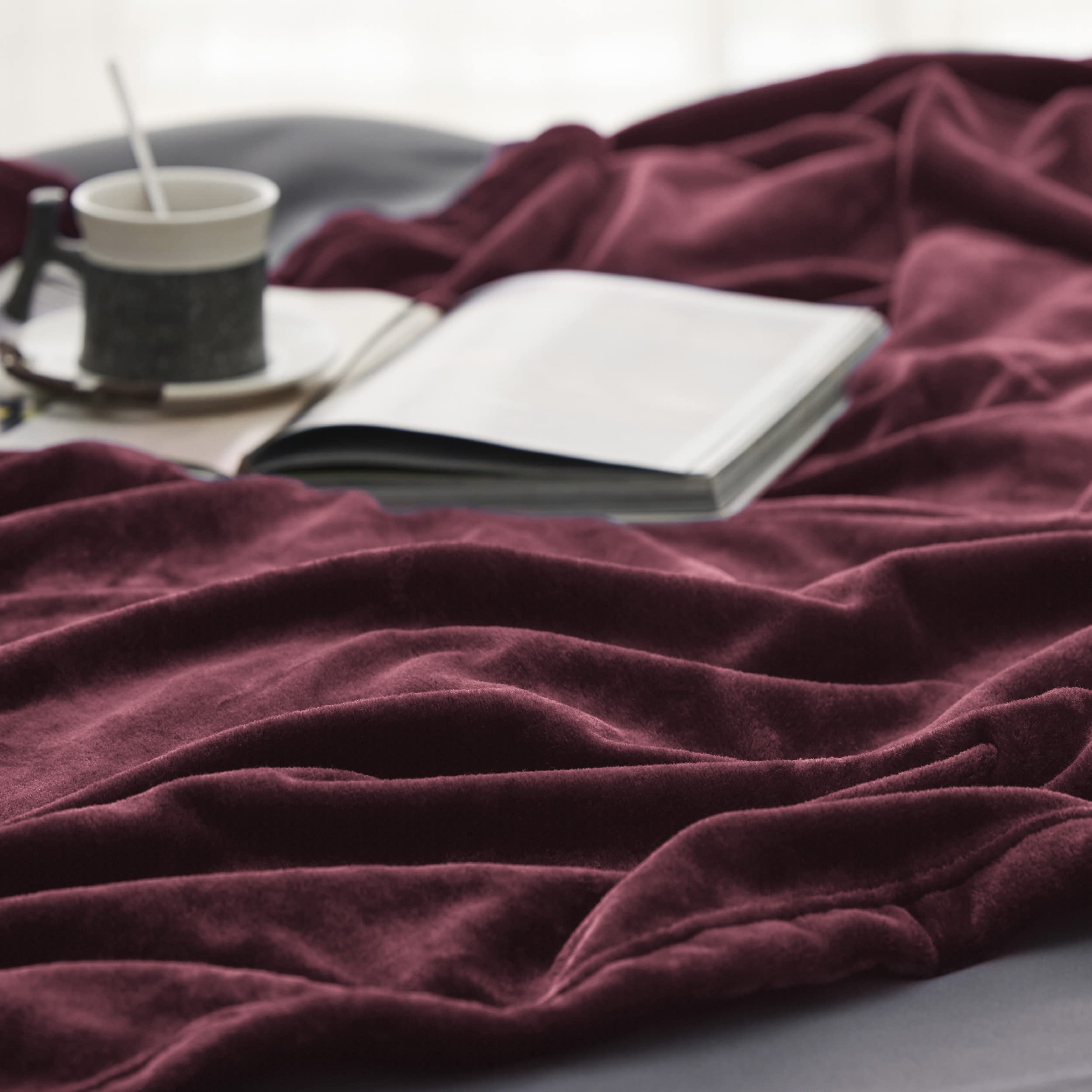 Bedsure red blanket draped on sofa offering comfortable living-room warmth