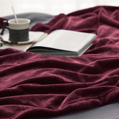 Bedsure red blanket draped on sofa offering comfortable living-room warmth