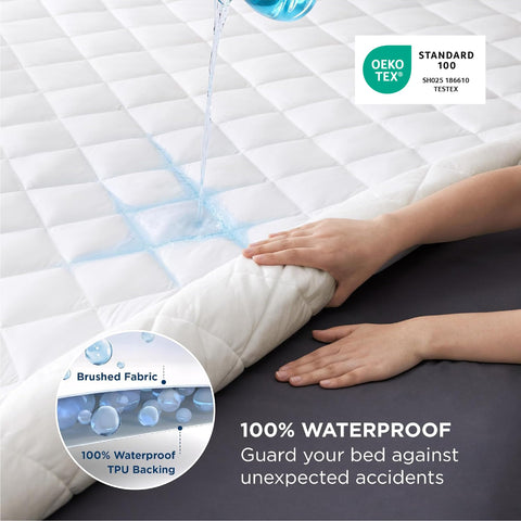 Bedsure side view of deep pocket elastic showing secure fit up to 22 inches