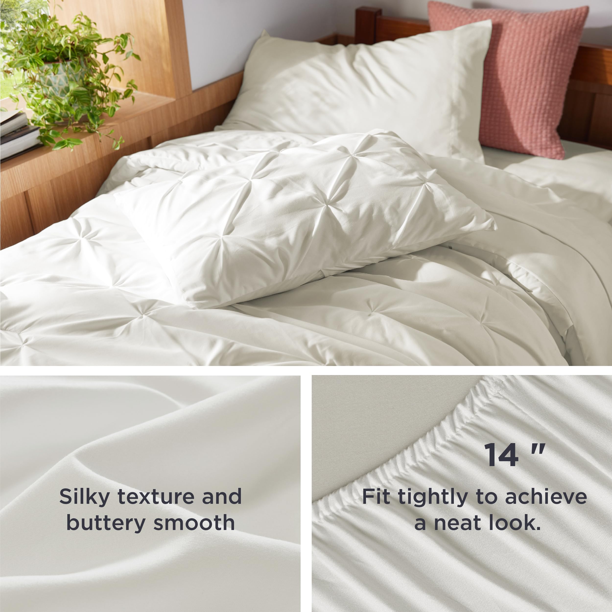 Bedsure comforter draped on Twin XL mattress illustrating exact fit