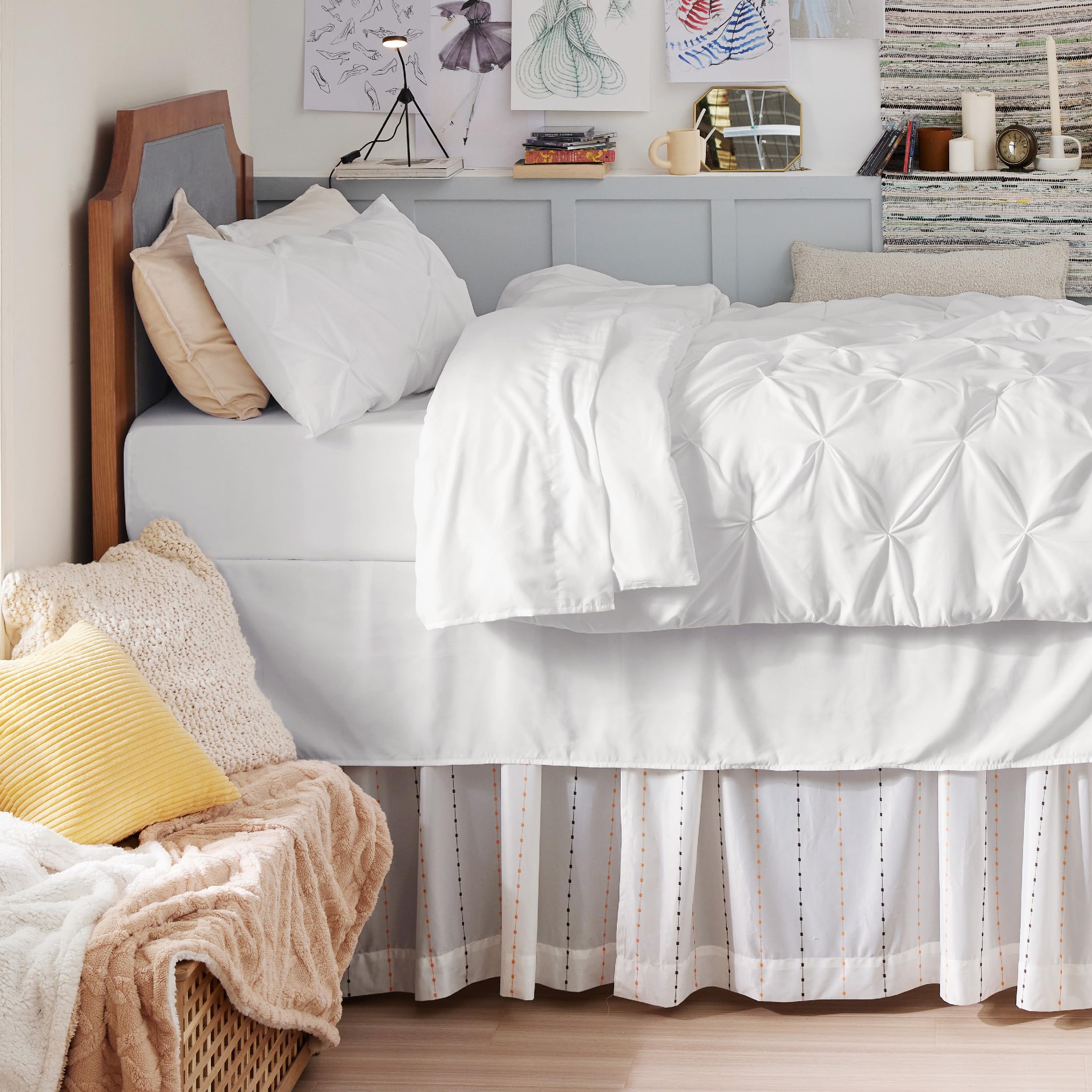 Bedsure folded pillows and comforter edge highlighting brushed microfiber for quiet, cozy sleep
