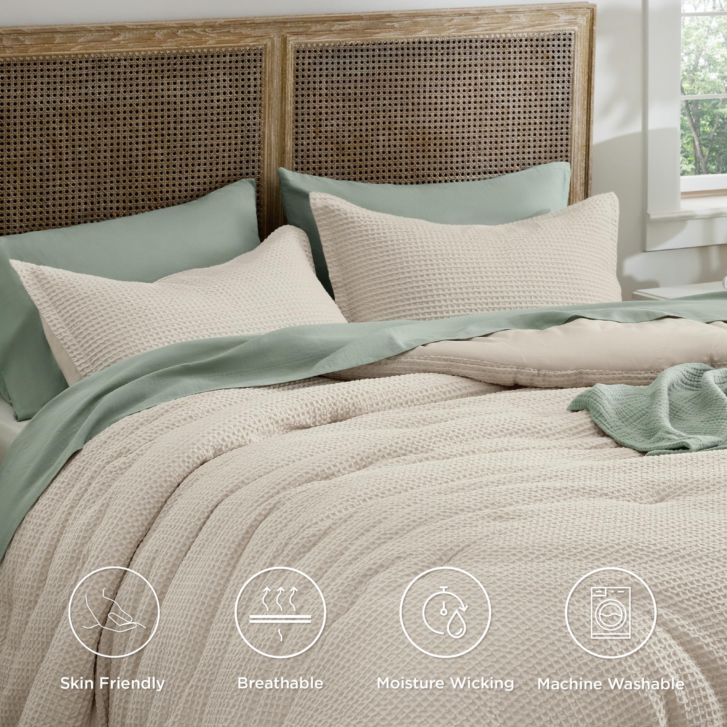 Bedsure on a styled twin bed in a bedroom setting showing neutral decor versatility