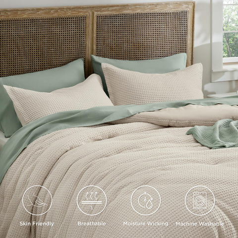 Bedsure on a styled twin bed in a bedroom setting showing neutral decor versatility
