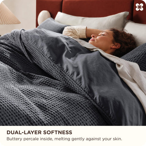 Hidden button closure on Bedsure duvet cover ensuring a tidy, secure fit