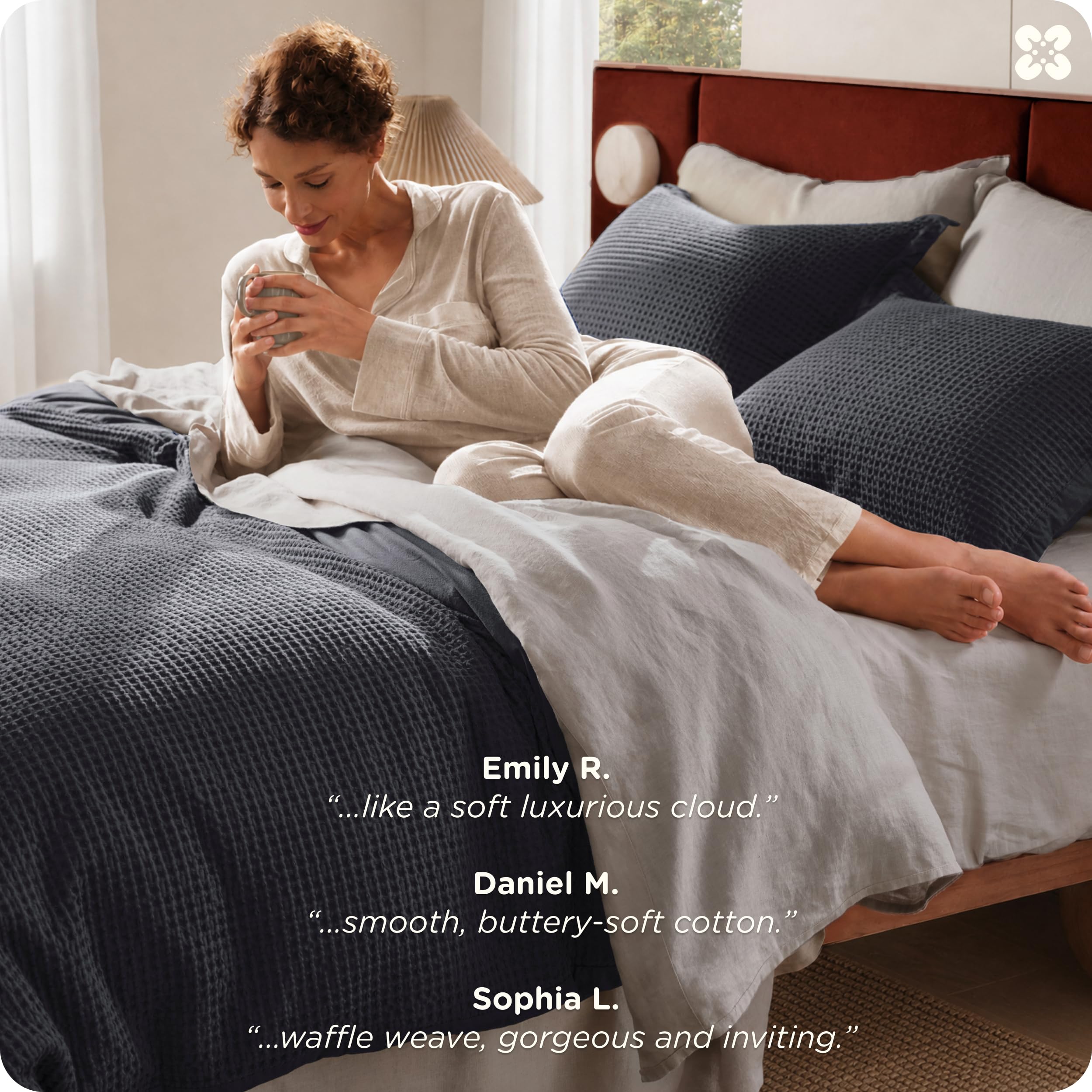 Stylish bedroom with Bedsure waffle duvet on a made bed for a cozy aesthetic