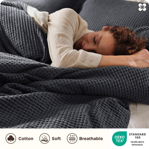 Bedsure pillow shams detail showing edge stitching and coordinated texture benefit