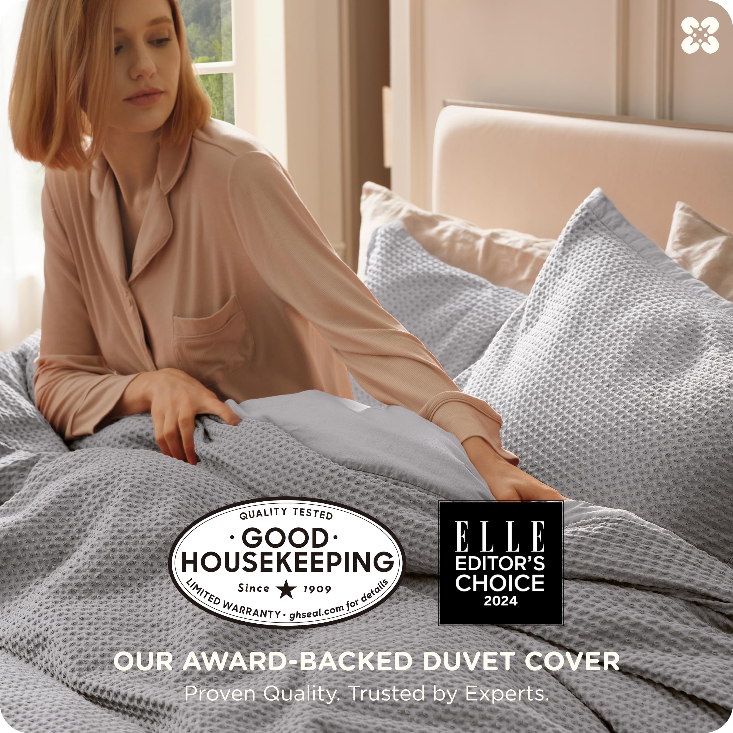 Bedsure tight waffle weave close-up highlighting breathable texture and softer sleep