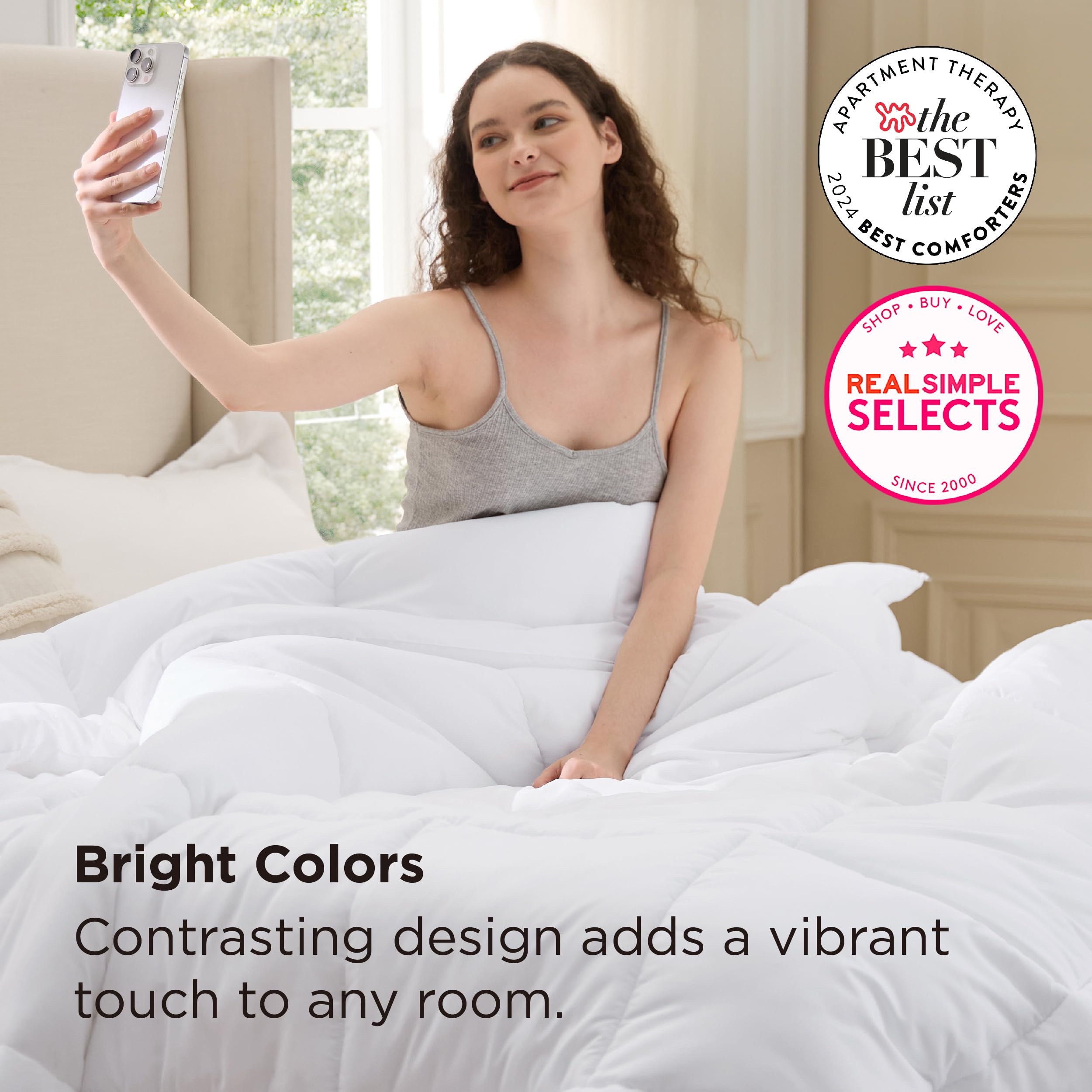 Bedsure comforter in washing machine indicating easy machine care