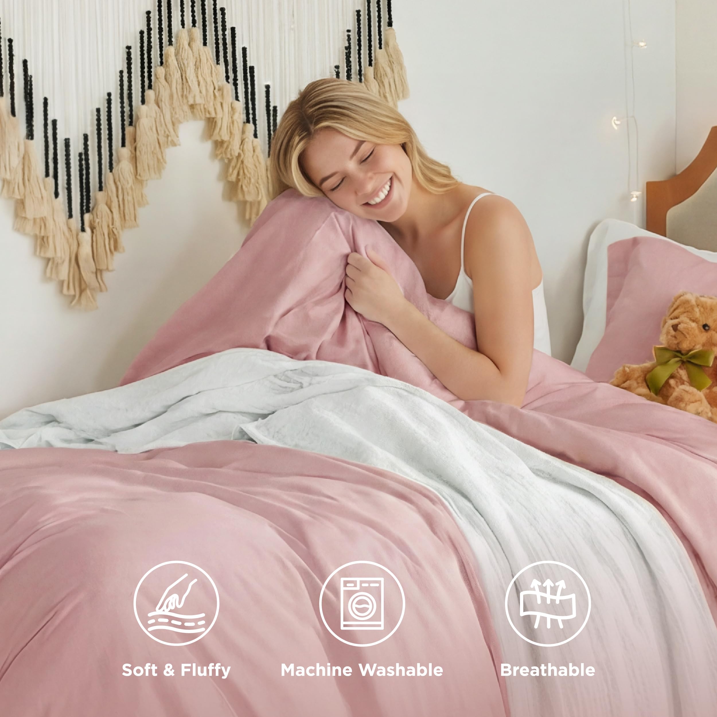 Bedsure zipper and corner tie detail for secure comforter placement benefit