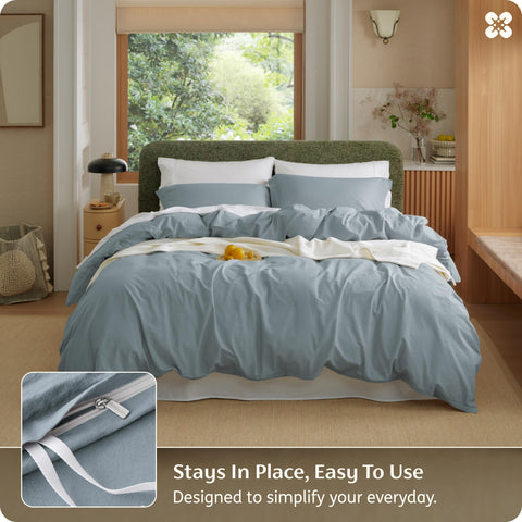 Bedsure zipper closure close-up showing durable fastening and simple duvet access