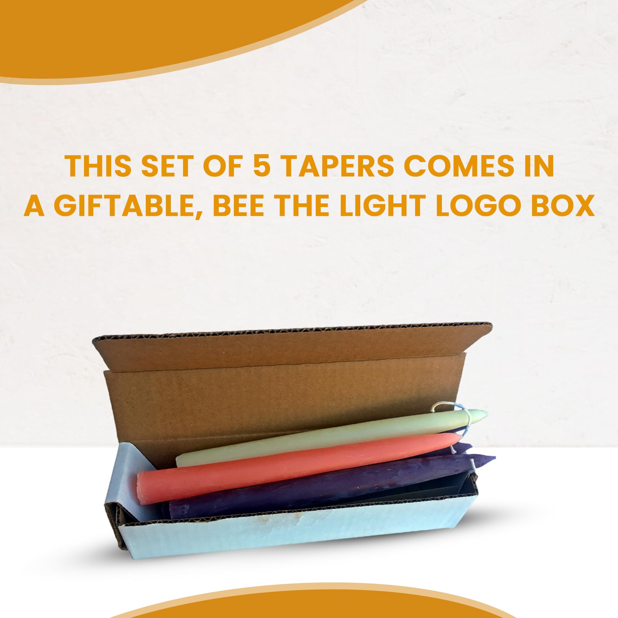 Bee The Light candle beside ruler showing 8.5-inch length for accurate size comparison