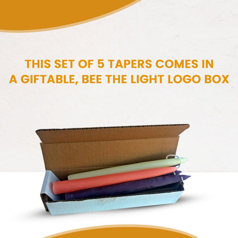 Bee The Light candle beside ruler showing 8.5-inch length for accurate size comparison