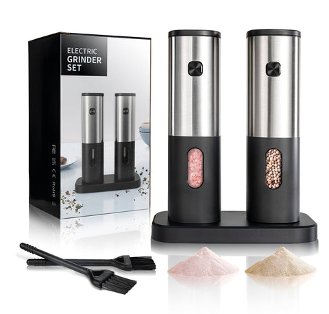 BeEcone front view of black stainless steel grinder set showing sleek design and durability
