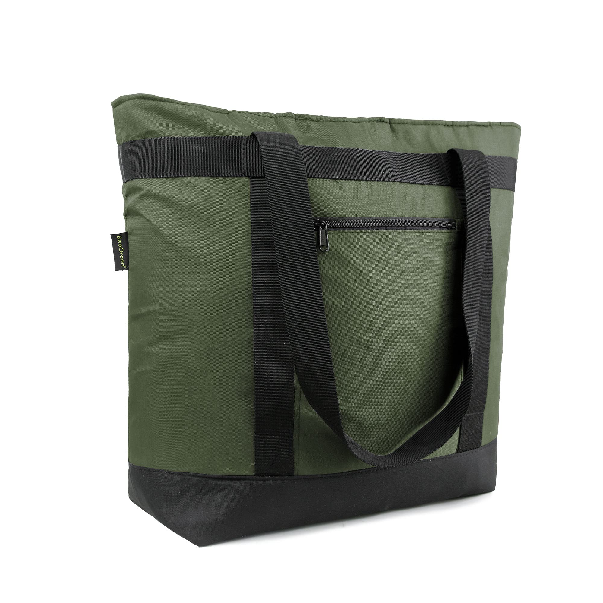 BeeGreen front view showing large insulated tote and sturdy handles benefit portability