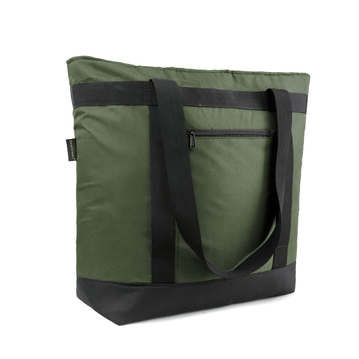 BeeGreen front view showing large insulated tote and sturdy handles benefit portability