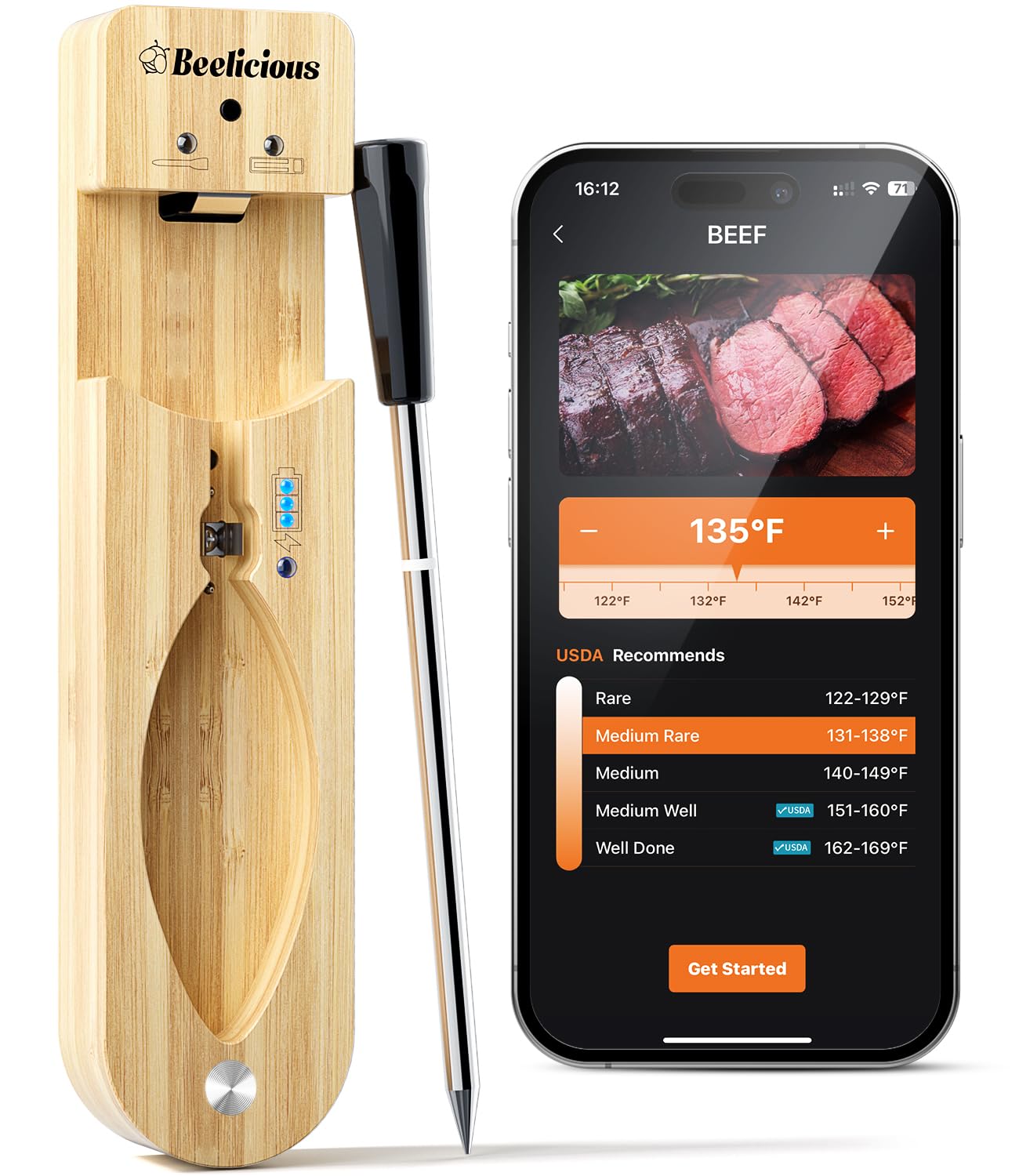 Beelicious Pro front view showing compact controller and probe, reliable monitoring benefit
