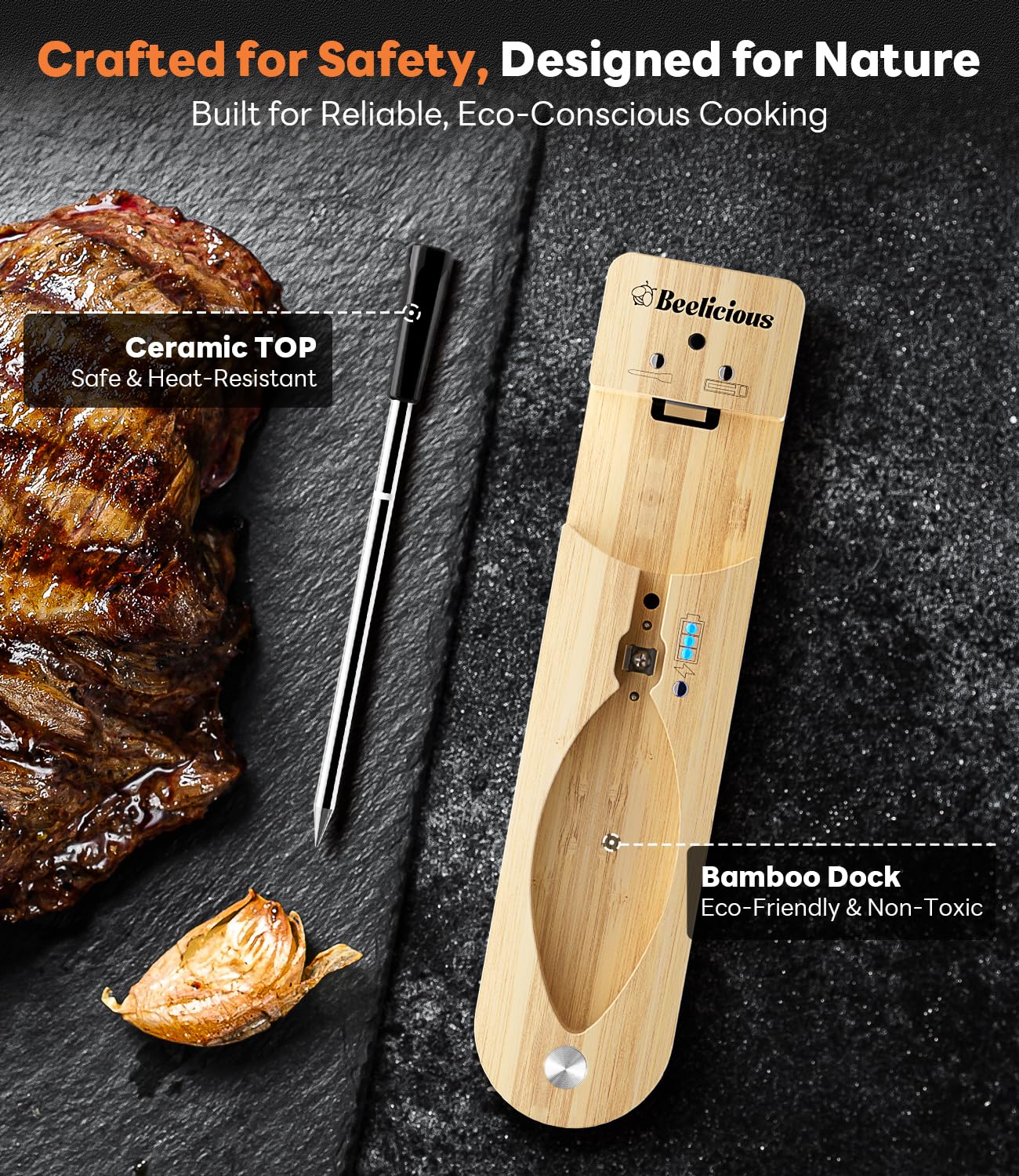 Beelicious Pro used at a backyard cookout lifestyle scene enabling multitasking hosts