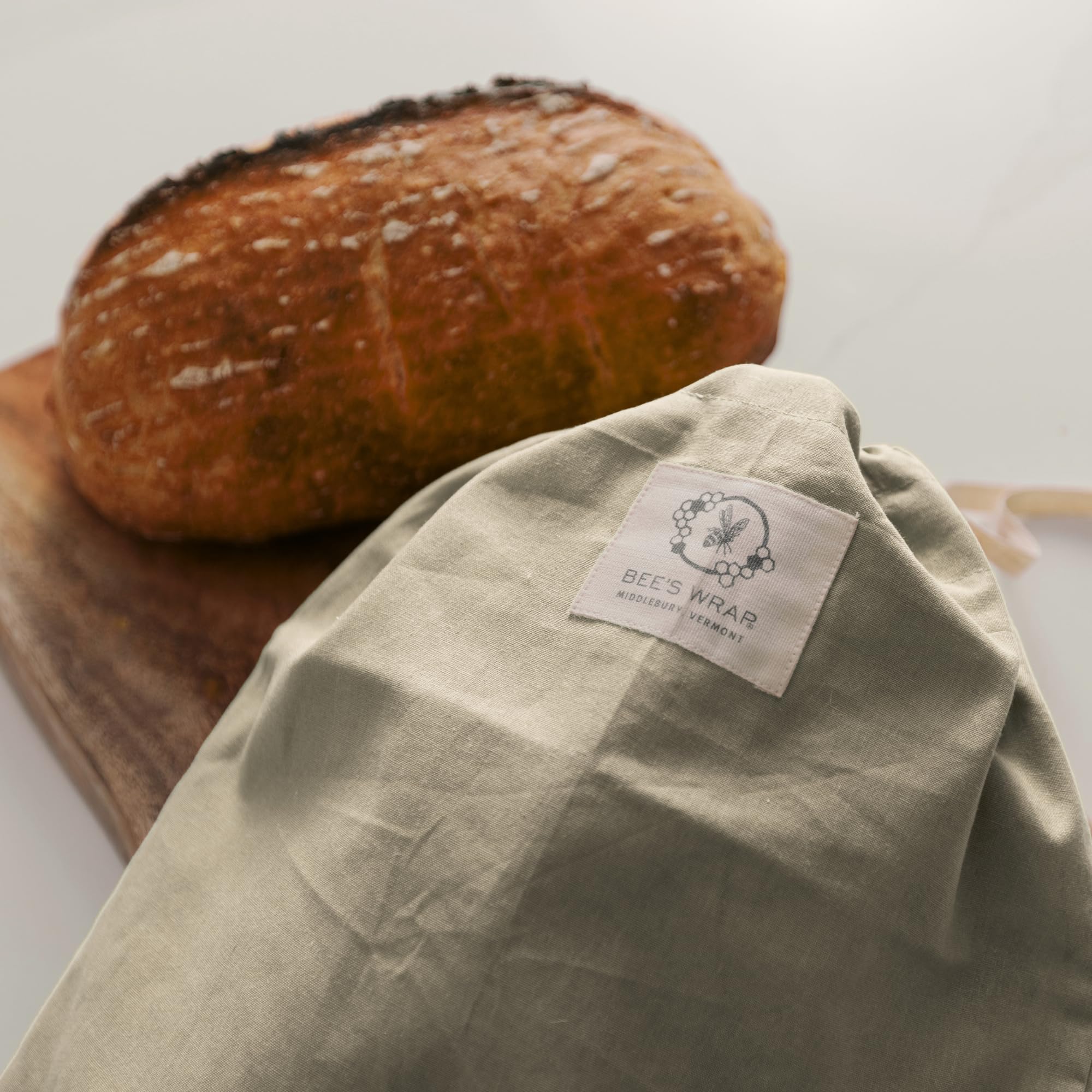 Bee's Wrap drawstring detail illustrating secure closure and easy use