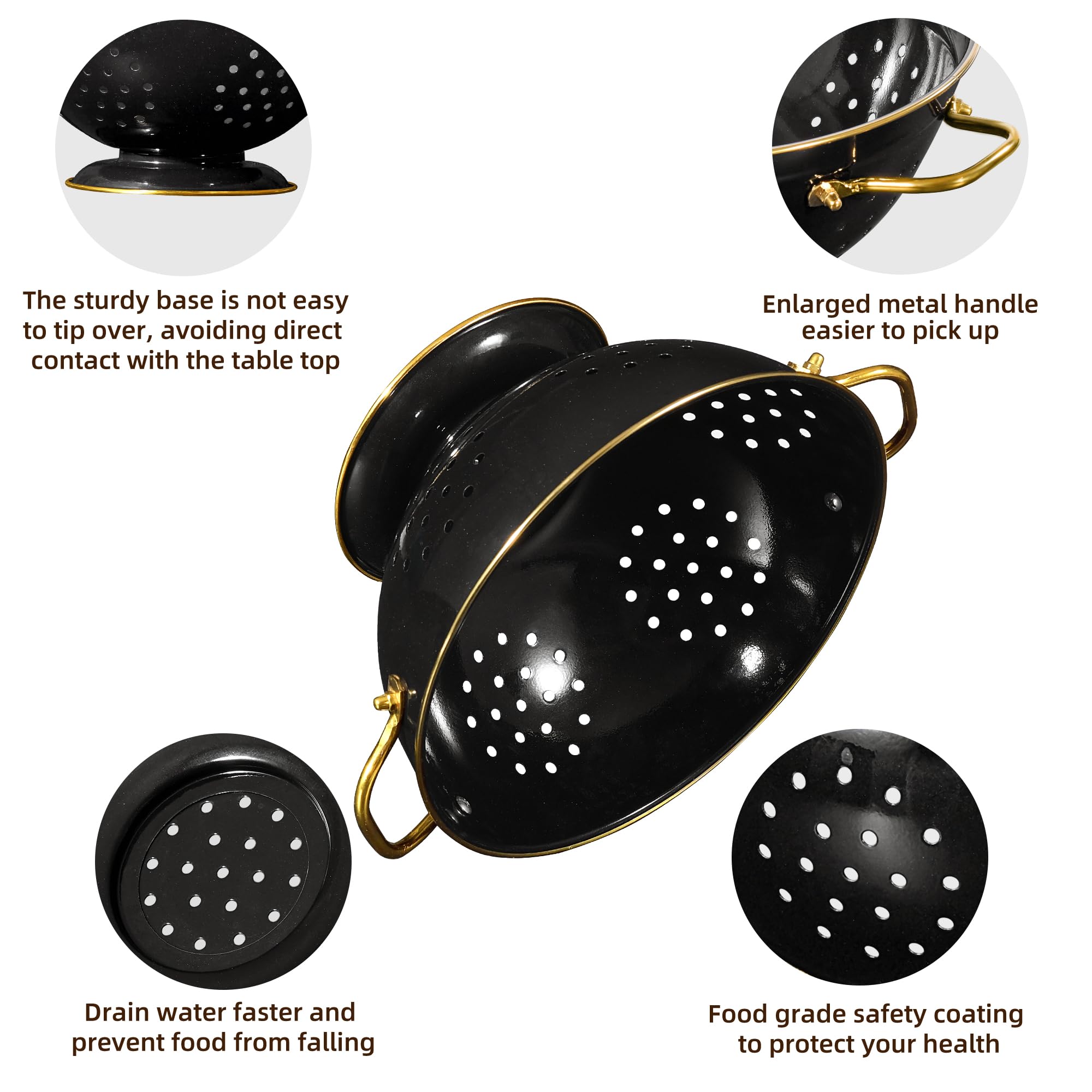 BeFare colander in sink draining pasta quickly showing fast water flow benefit