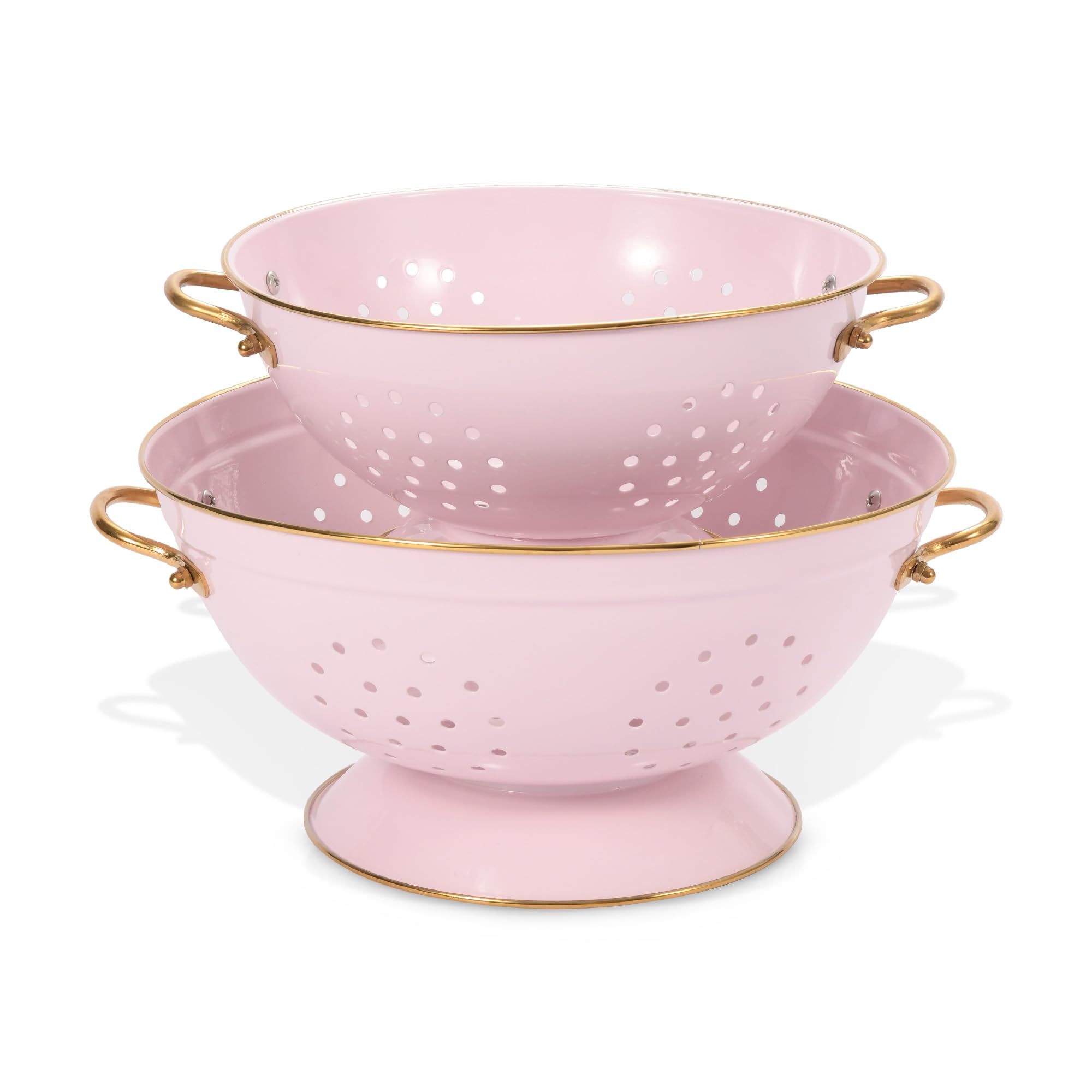 BeFare front view of two pink colanders showing size set and convenience