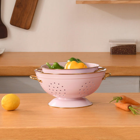BeFare pink colanders on kitchen counter showing stylish everyday use