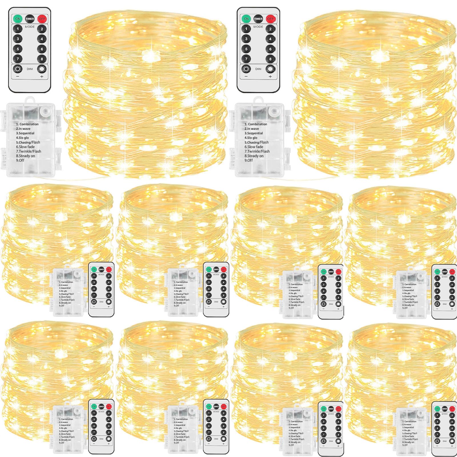 Beieverluck front packaging showing 10-pack and warm white LEDs benefits portability