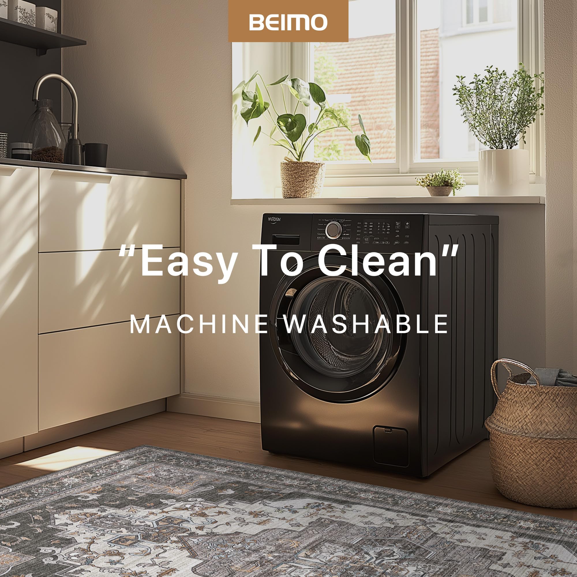 BEIMO rug in bedroom creating cozy, grounded atmosphere