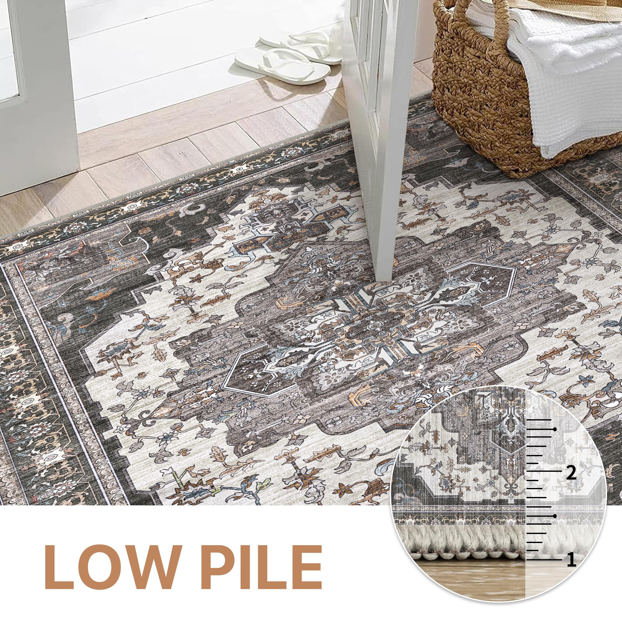 BEIMO rug with robot vacuum illustrating cleaning compatibility