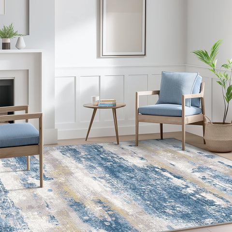 BEIMO rug texture being touched to show soft polyester pile for comfortable feel