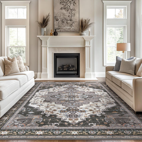 BEIMO rug under coffee table anchoring living room layout