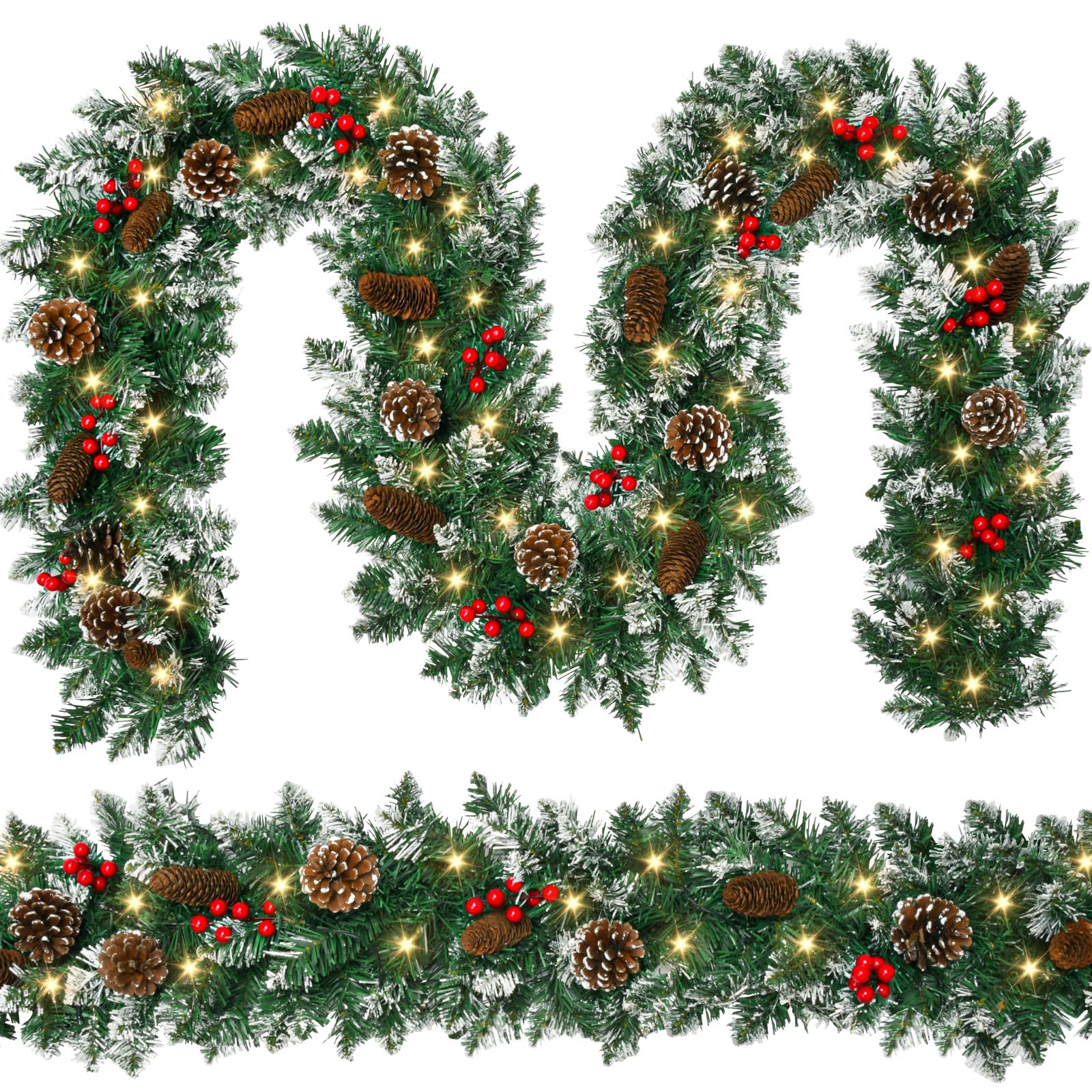 Beinhome full garland draped on mantel showing length and coverage benefit