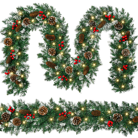 Beinhome full garland draped on mantel showing length and coverage benefit