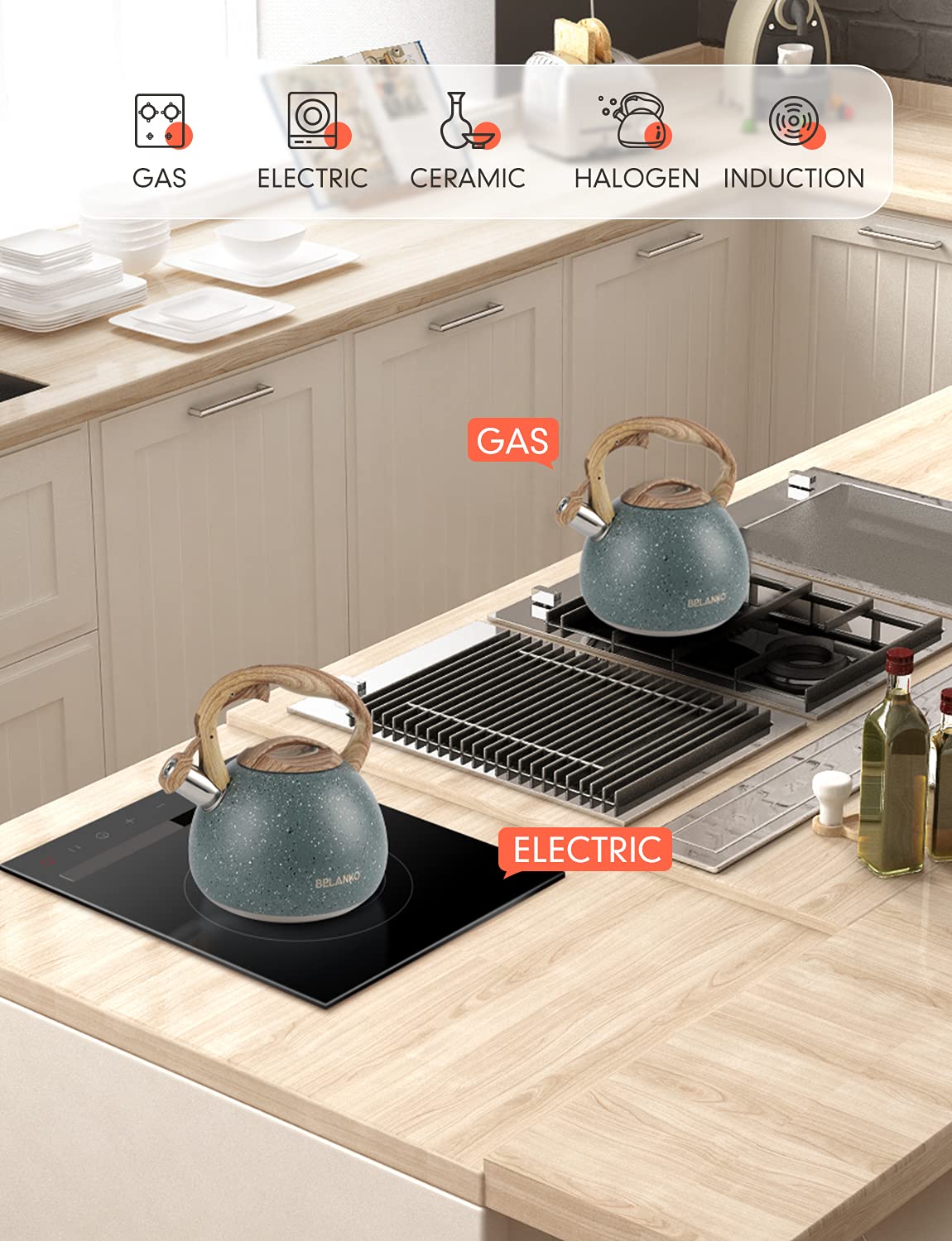 BELANKO kettle pouring hot water into mug for smooth drip-free pour