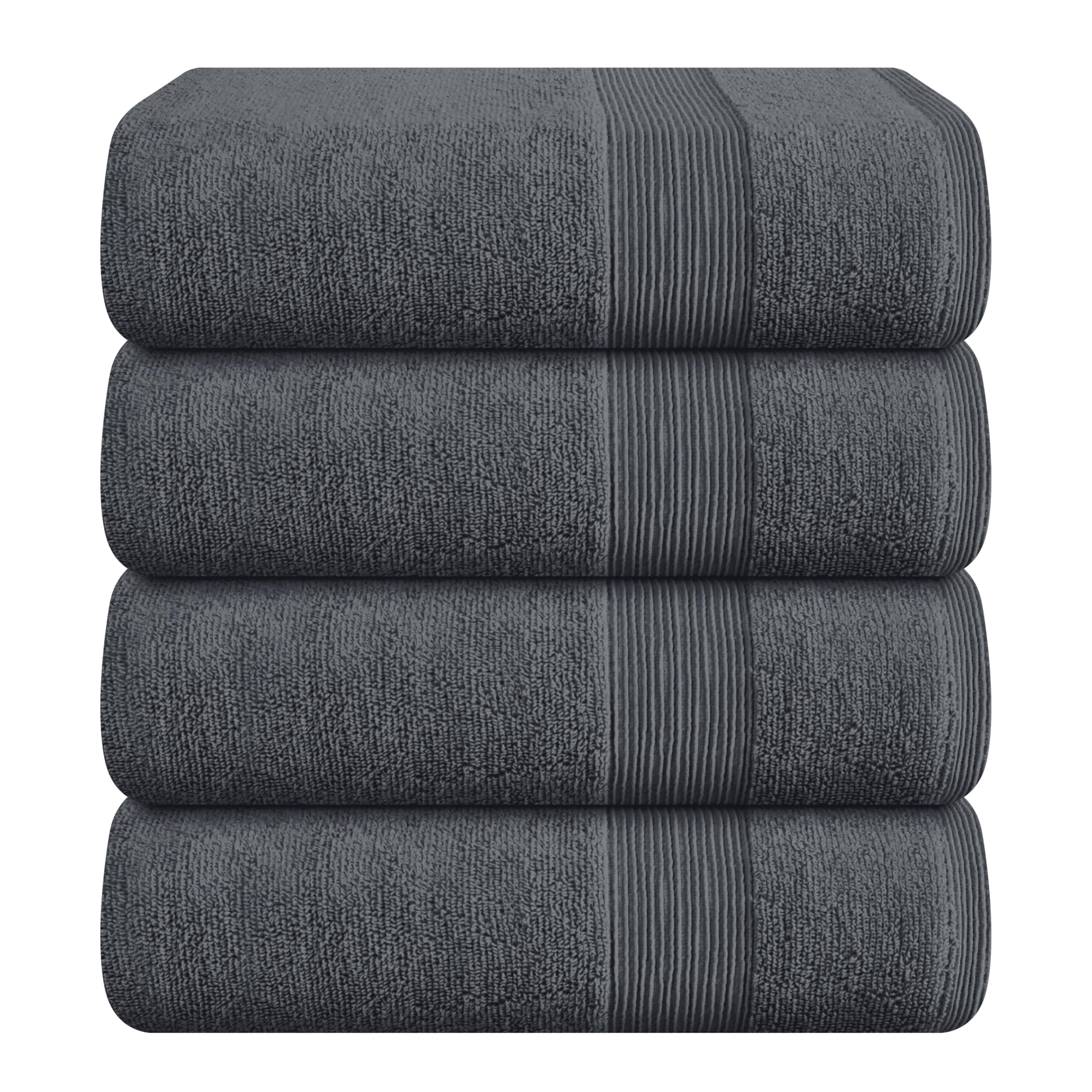 Belizzi Home grey 4-pack front view showing neat folds and uniform color, conveys quality