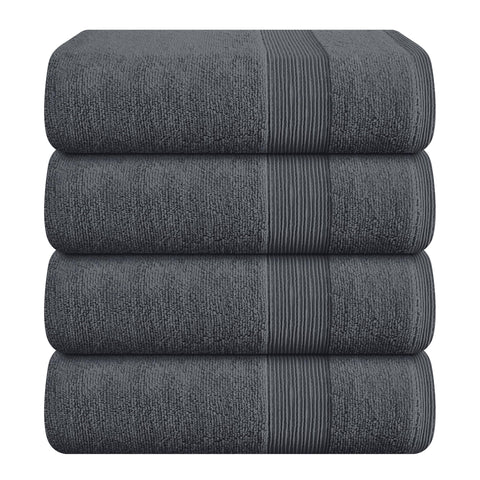 Belizzi Home grey 4-pack front view showing neat folds and uniform color, conveys quality