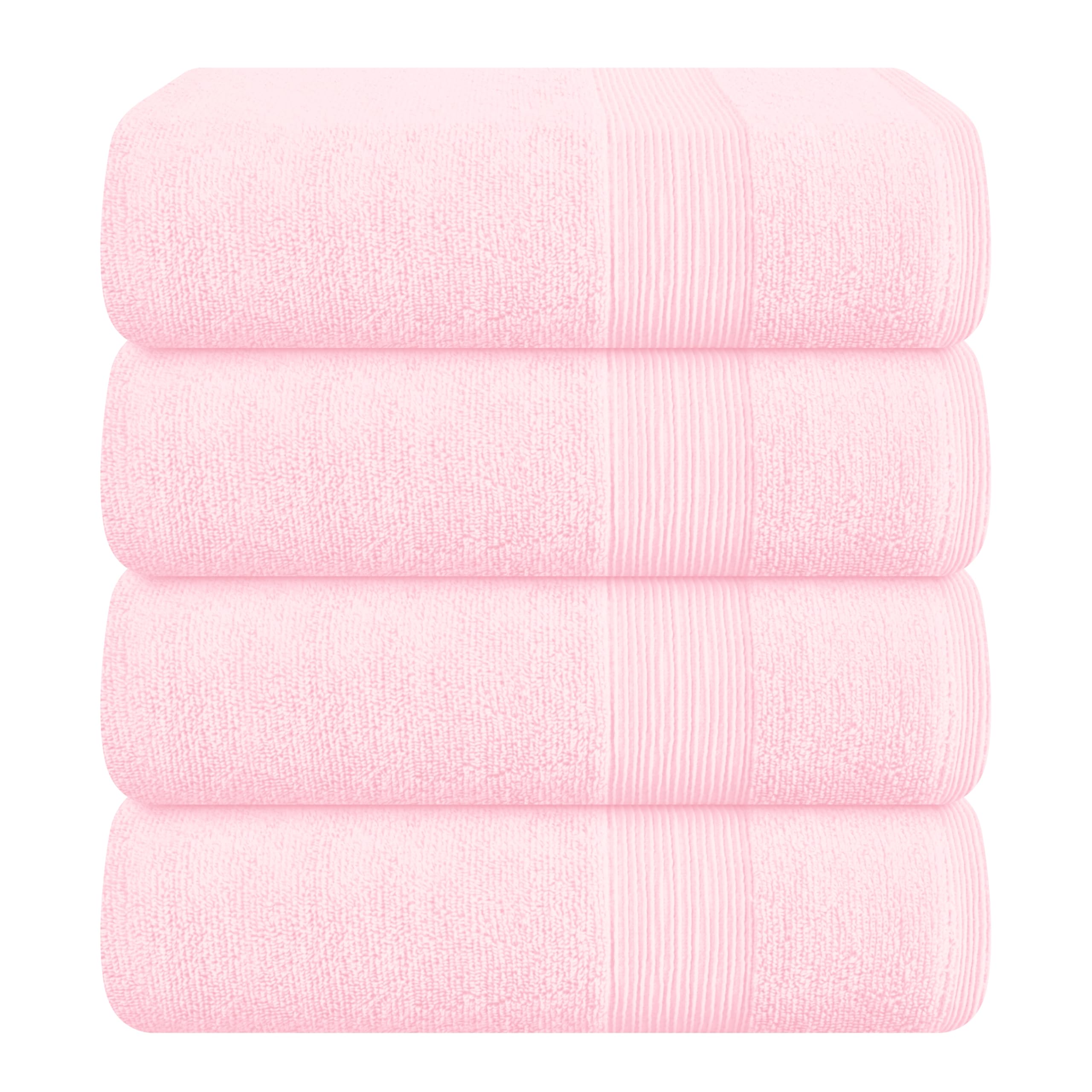Belizzi Home front packaging pink towels showing set of four and spa-quality comfort