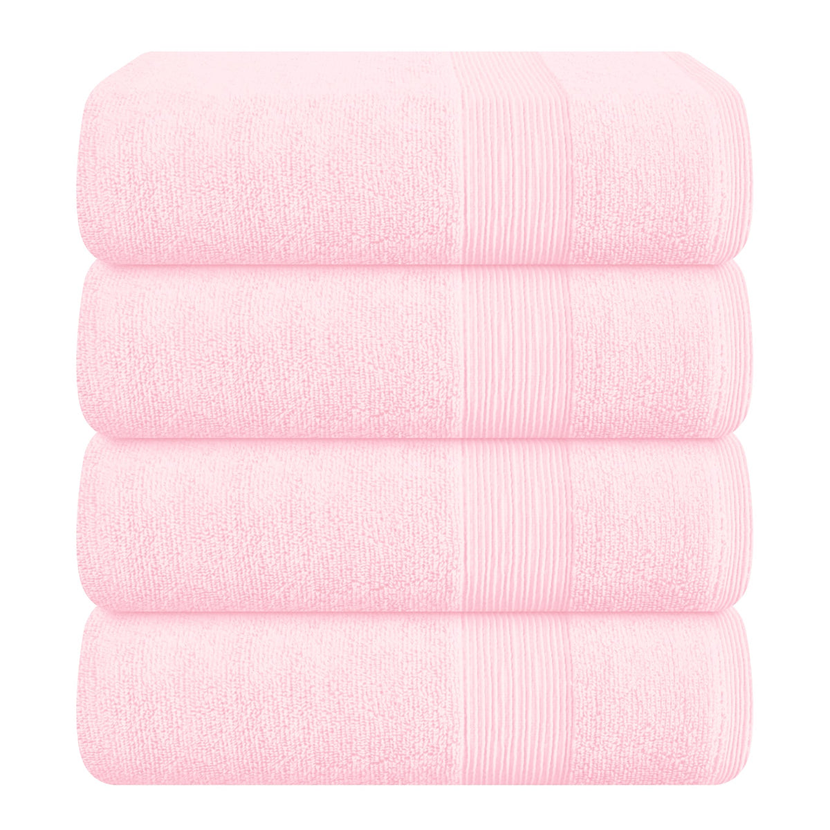 Belizzi Home front packaging pink towels showing set of four and spa-quality comfort