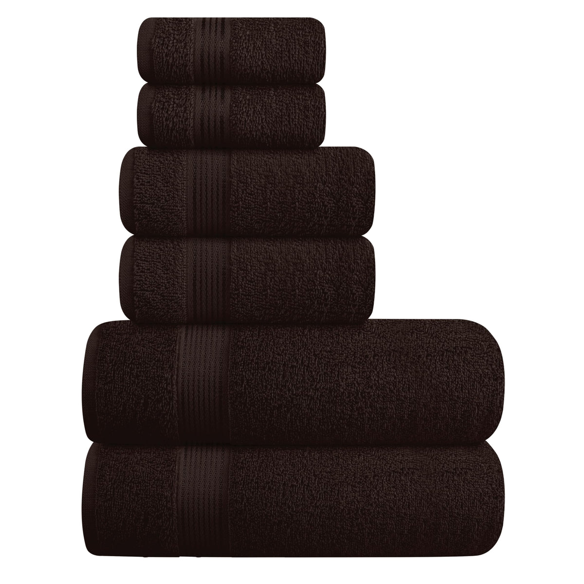 Belizzi Home front view of six-piece towel set showing sizes and color, useful for quick selection